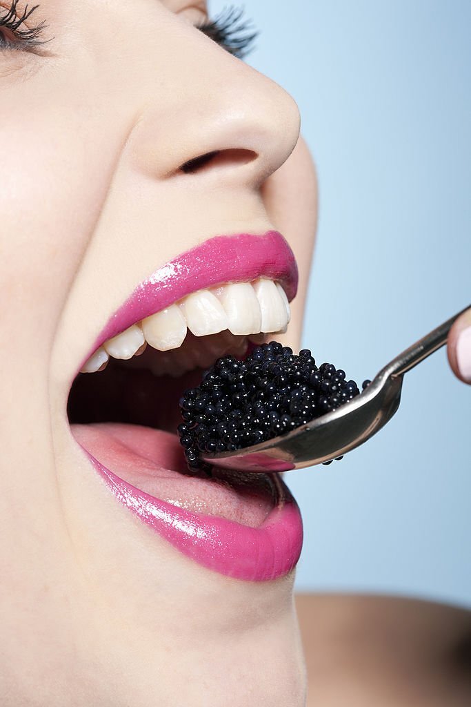 Eating caviar 
