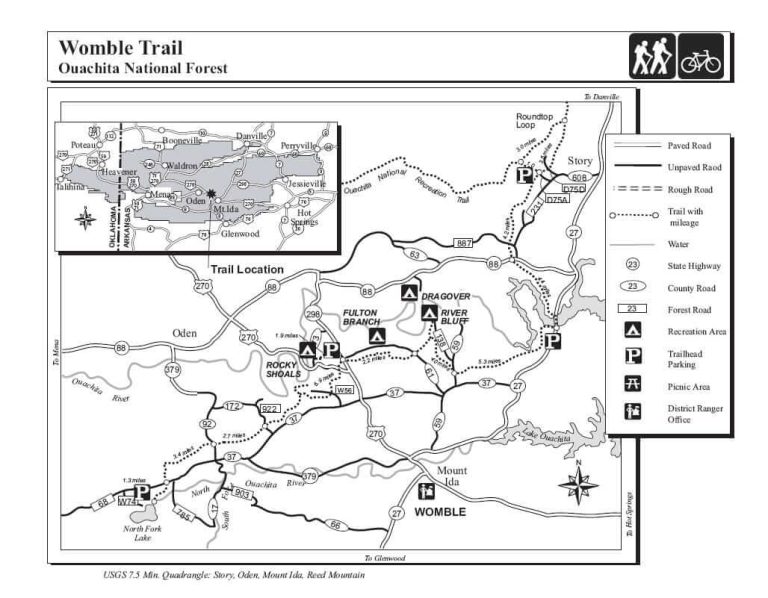 Ouachita Mountains And What You Need To Know   Womble Trail Map 768x598 